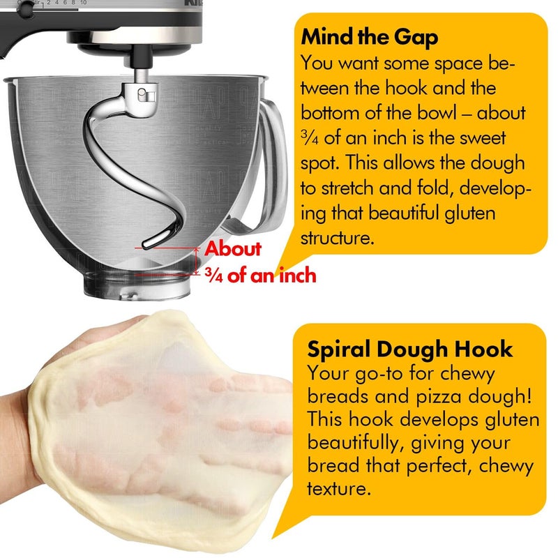 qAp quality art Practical Stainless Steel Spiral Dough Hook Replacement for KitchenAid 4.5QT & 5QT Bowl Tilt-Head Stand Mixers, Rustproof & Easy Clean, Efficient Kneading for Bread, Pizza, Pasta, Cookies - Image 3
